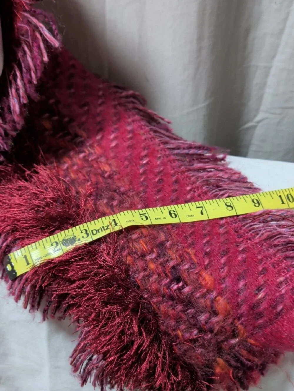 Fringed Hooded Scarf Wrap in Deep Magenta Warm & Cozy